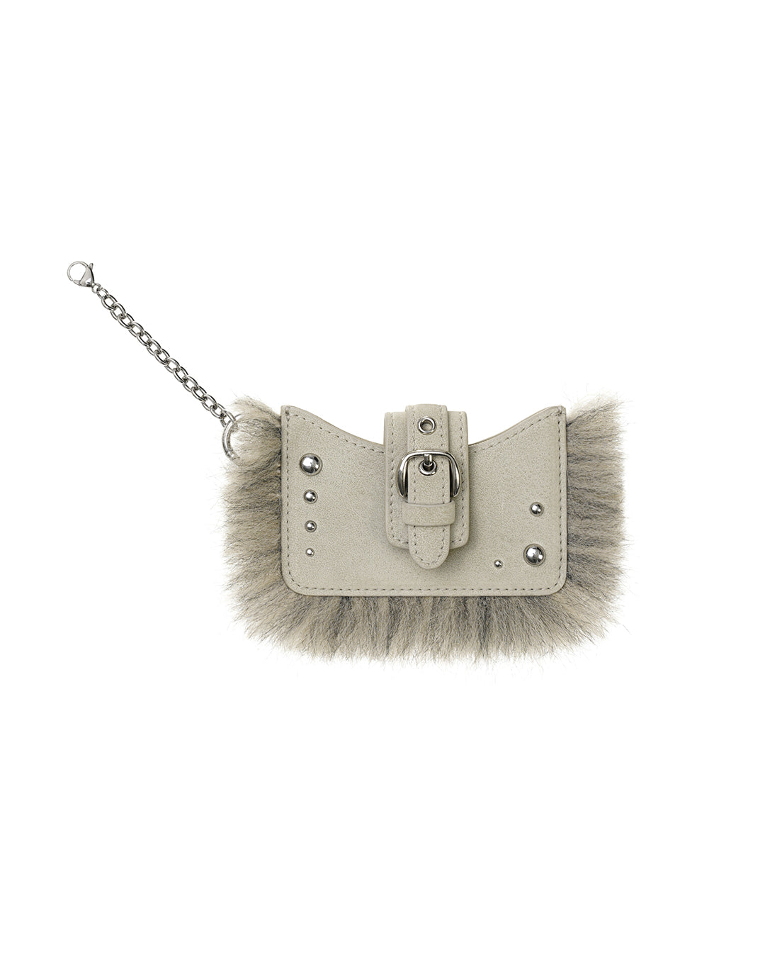 Stud Fur Keyring · 鉚釘毛絨鑰匙圈 / 米白色