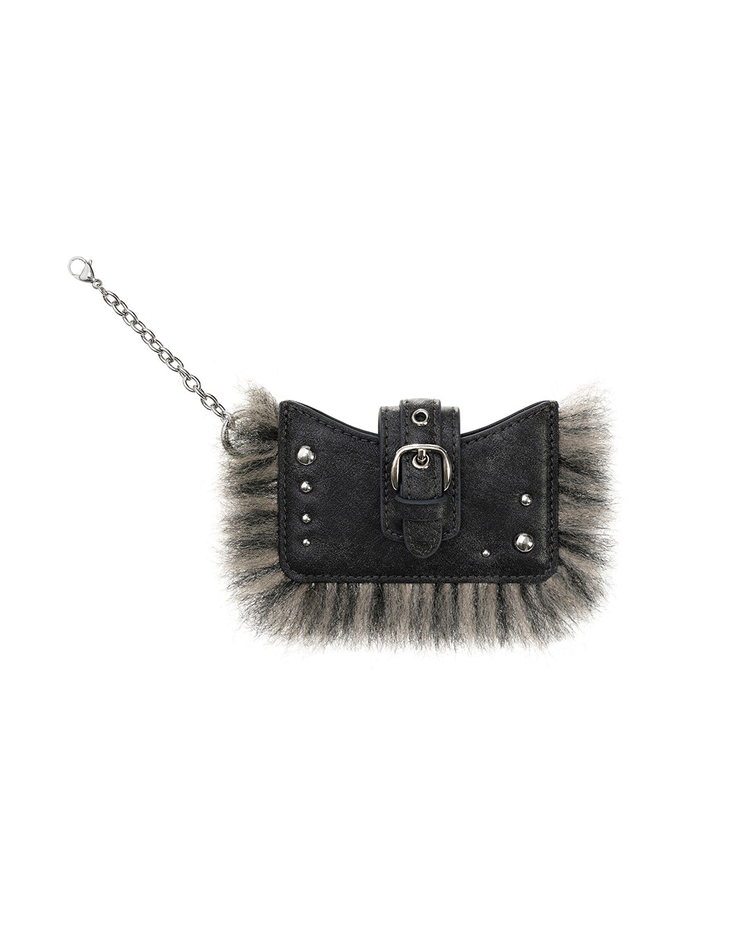 Stud Fur Keyring · 鉚釘毛絨鑰匙圈 / 深灰色