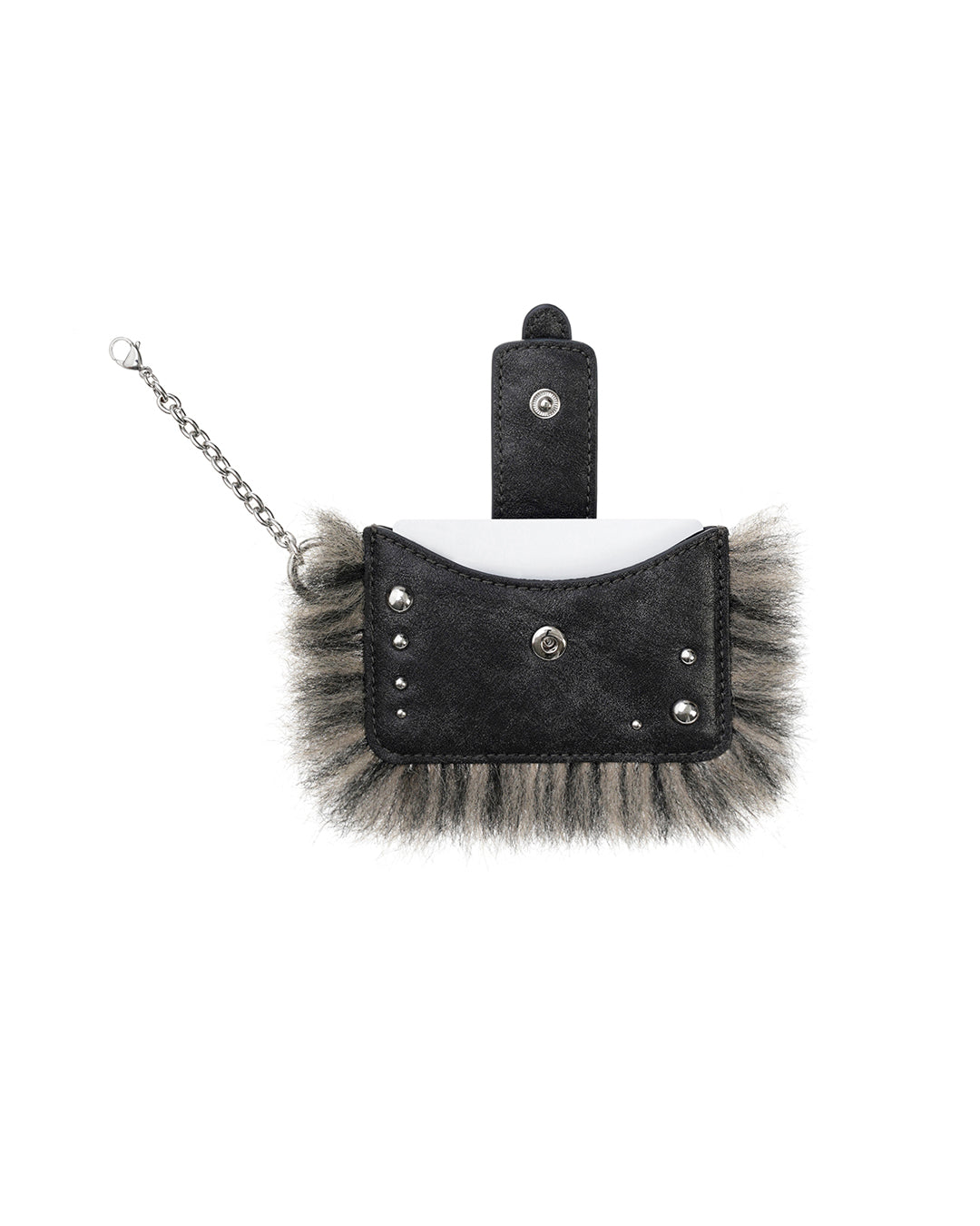 Stud Fur Keyring · 鉚釘毛絨鑰匙圈 / 深灰色