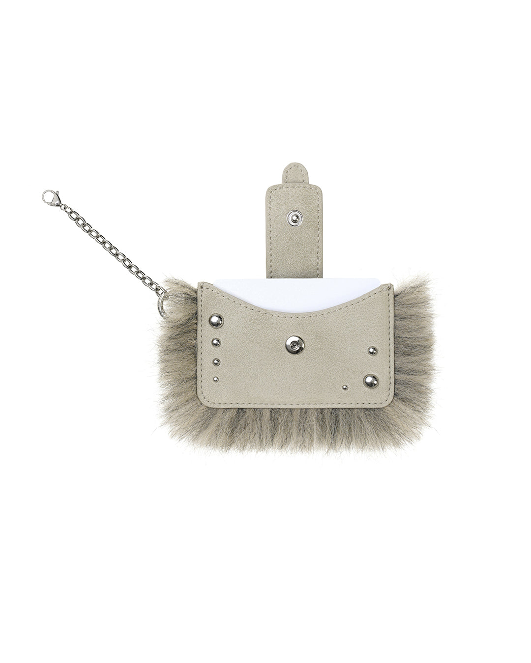 Stud Fur Keyring · 鉚釘毛絨鑰匙圈 / 米白色