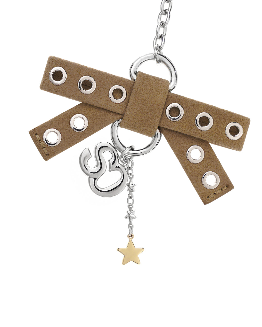 Bow Charm Keyring · 蝴蝶結吊飾鑰匙圈 / 焦糖色